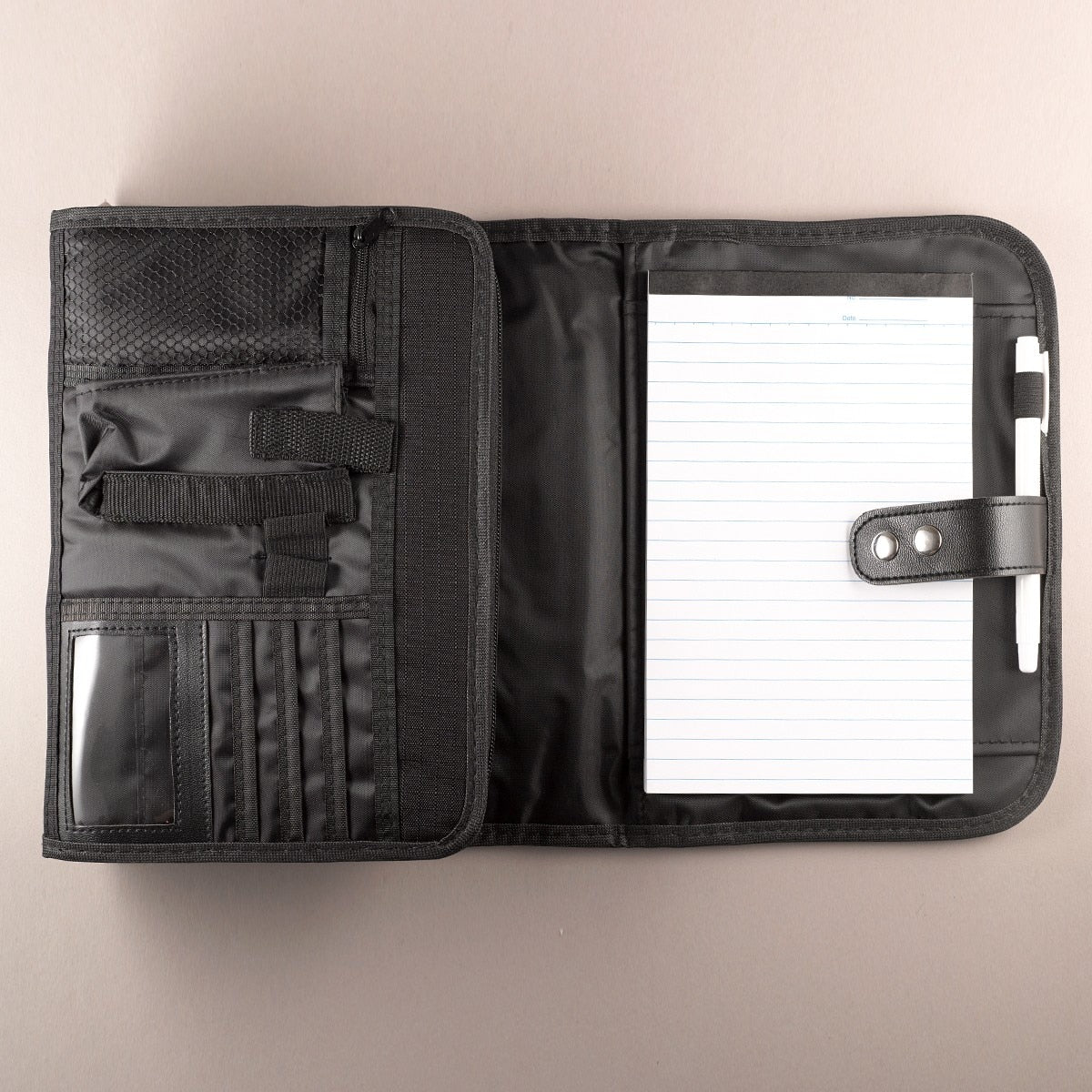 Black Polyester Tri-fold Organizer Bible Cover