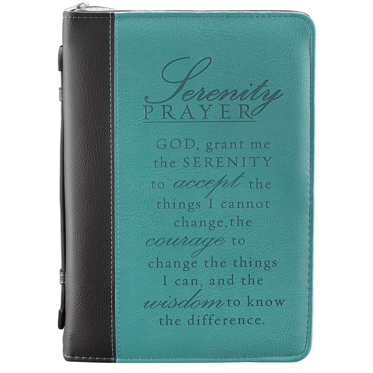 Serenity Prayer Two-tone Aqua Faux Leather Classic Bible Cover