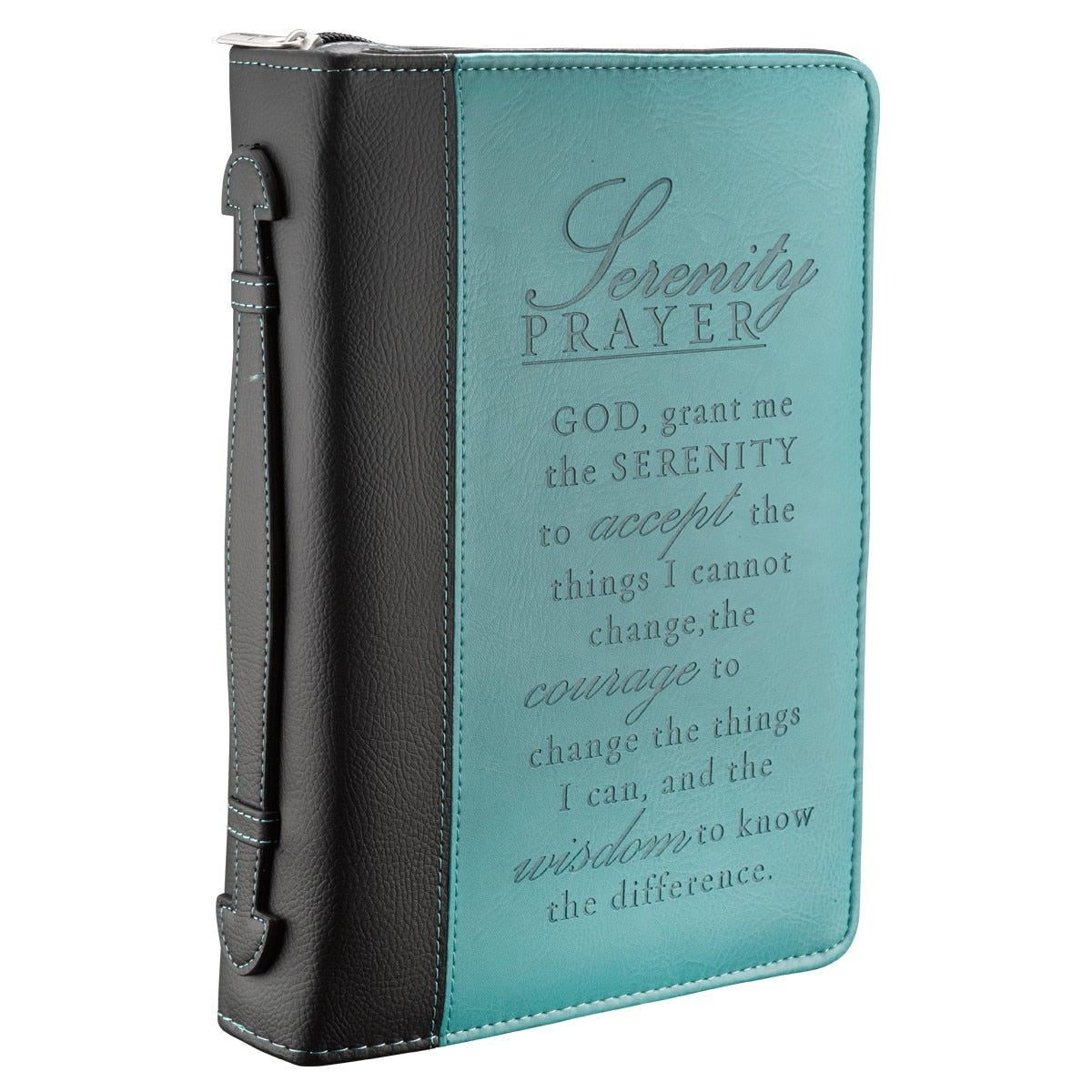 Serenity Prayer Two-tone Aqua Faux Leather Classic Bible Cover