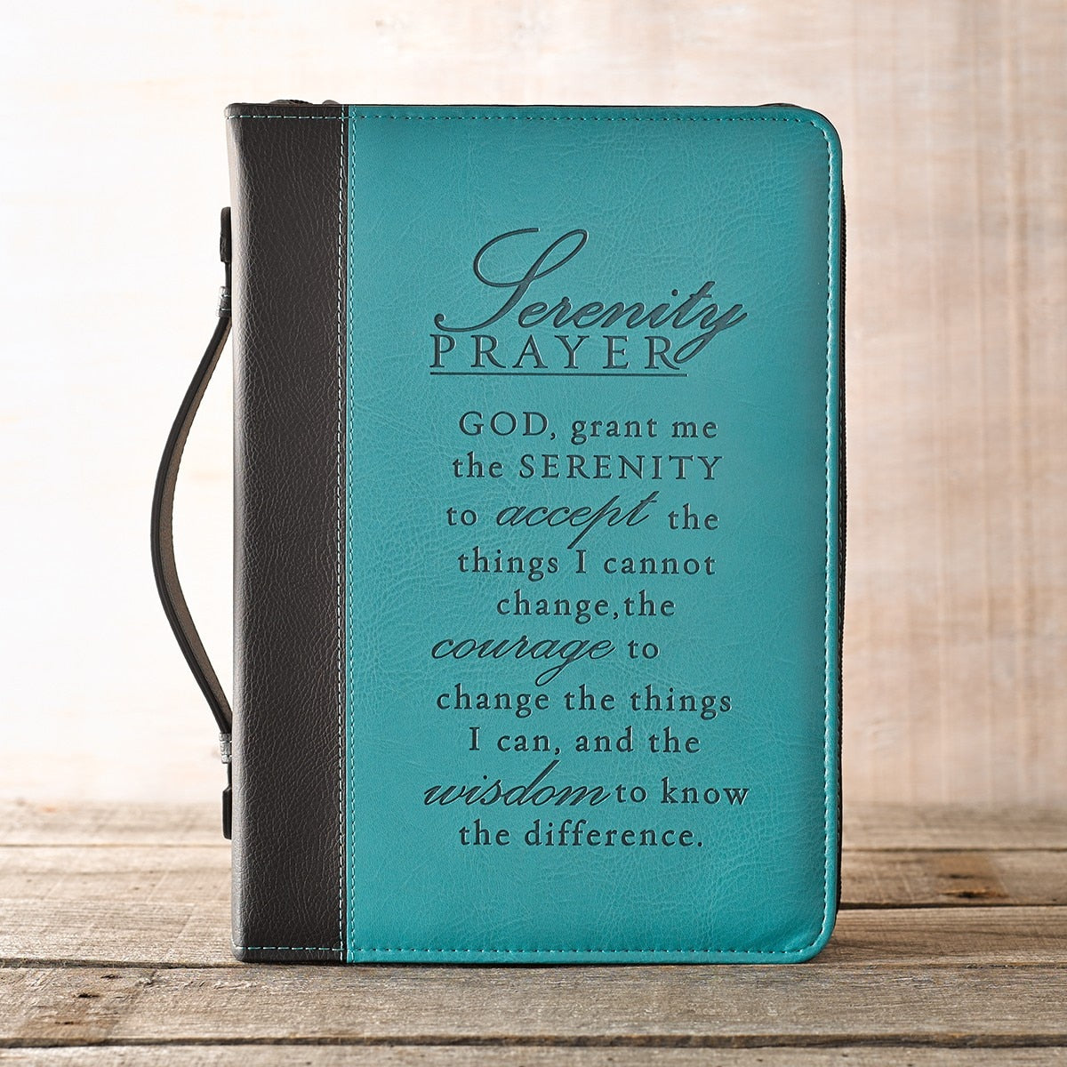 Serenity Prayer Two-tone Aqua Faux Leather Classic Bible Cover