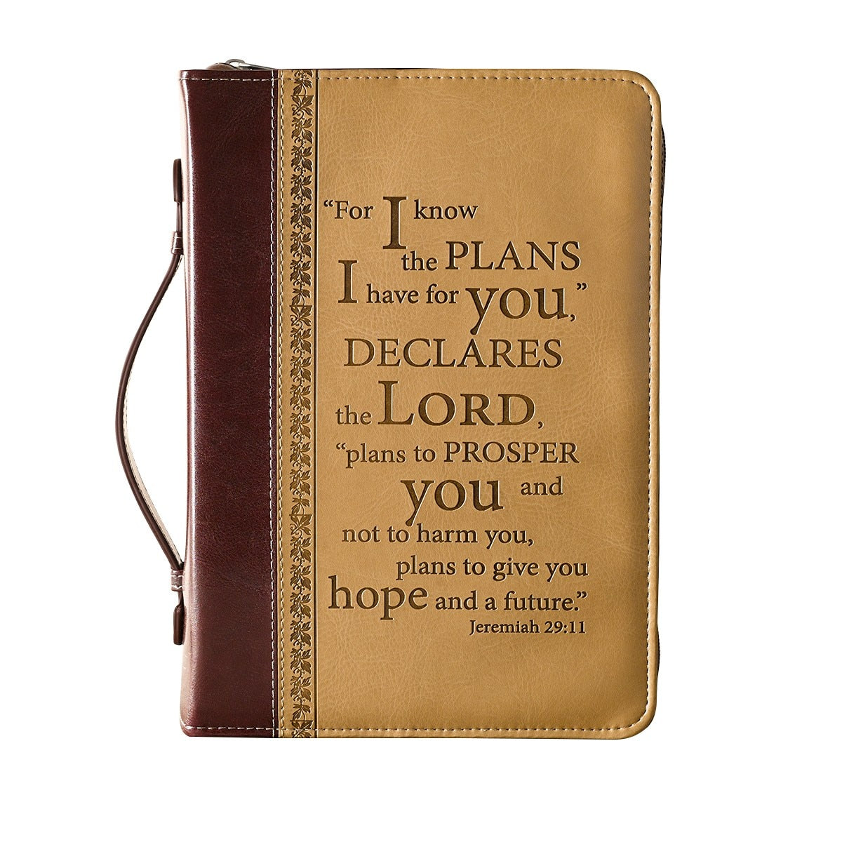 I Know the Plans Two-tone Brown Faux Leather Classic Bible Cover -  Jeremiah 29:11