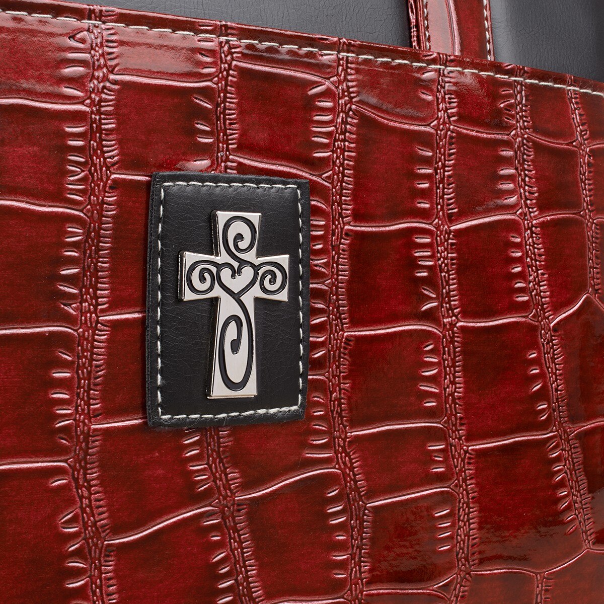 Burgundy Crocodile Embossed Purse-style Fashion Bible Cover
