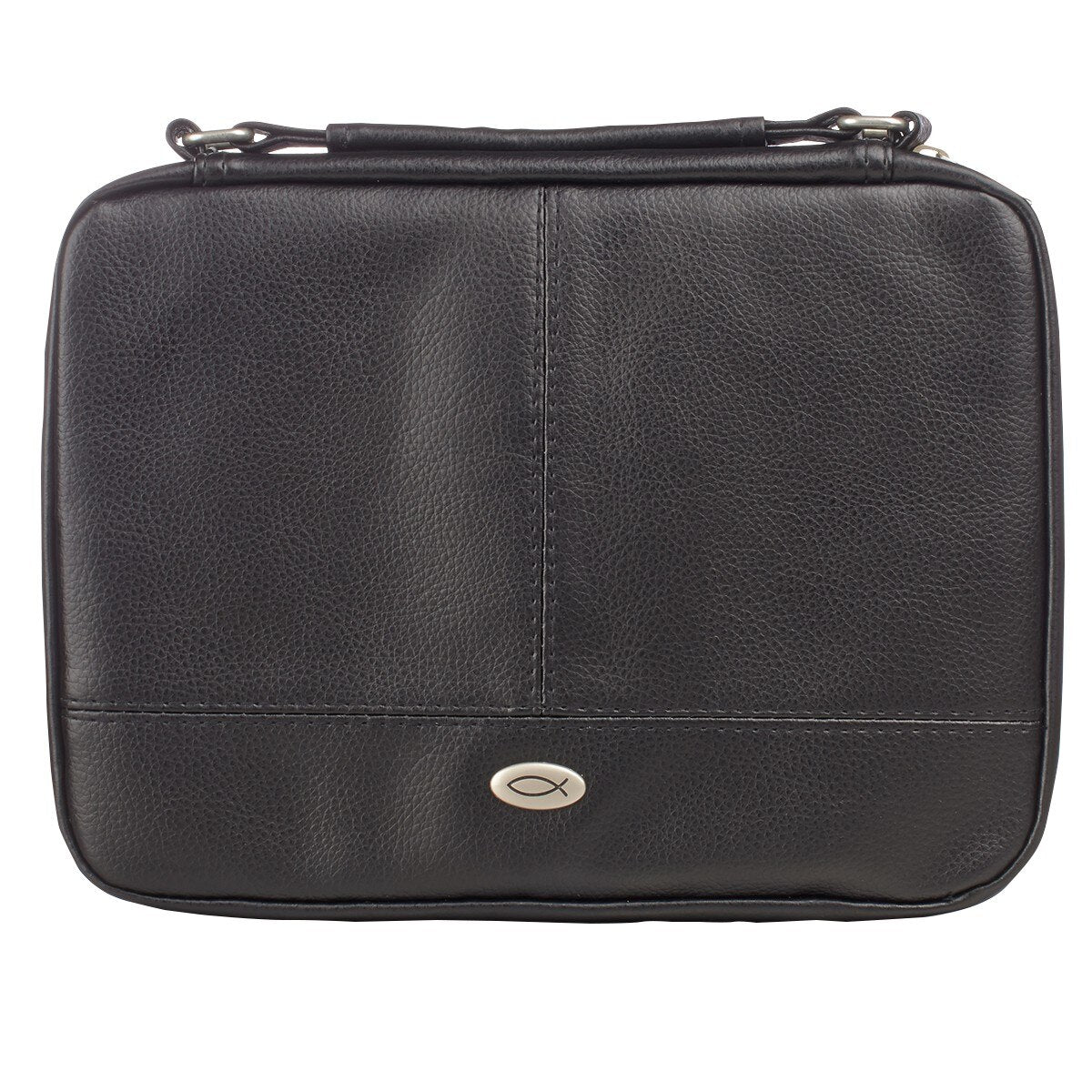 Two-fold Black Faux Leather Organizer Bible Cover