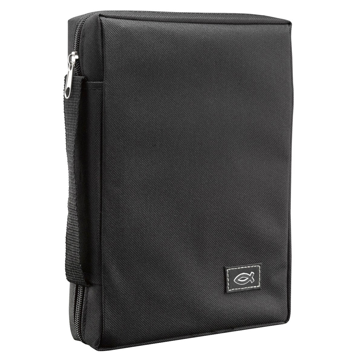Black Poly-canvas Value Bible Cover with Ichthus Patch