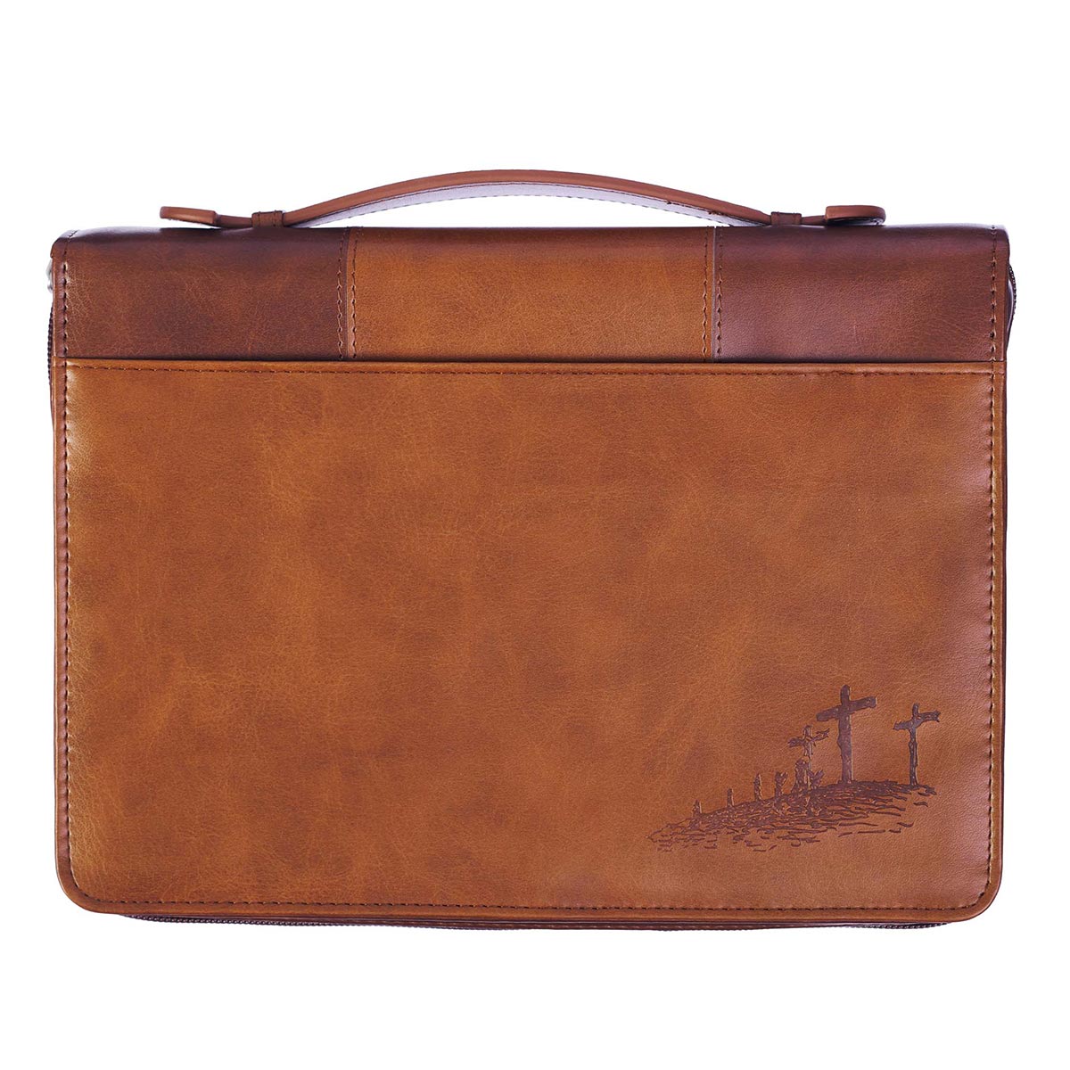 For God So Loved the World Two-tone Tan Faux Leather Classic Bible Cover - John 3:16