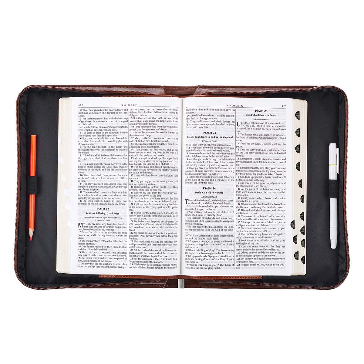 For God So Loved the World Two-tone Tan Faux Leather Classic Bible Cover - John 3:16