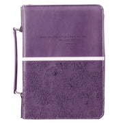 I Know the Plans Purple Floral Faux Leather Fashion Bible Cover - Jeremiah 29:11
