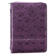 I Can Do All Things Purple Faux Leather Fashion Bible Cover - Philippians 4:13