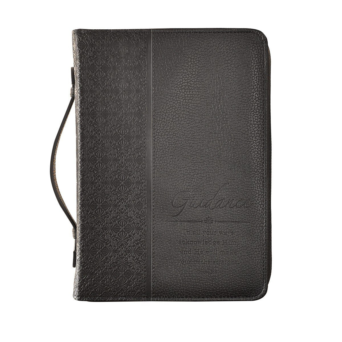 Guidance Black Faux Leather Classic Bible Cover - Proverbs 3:6