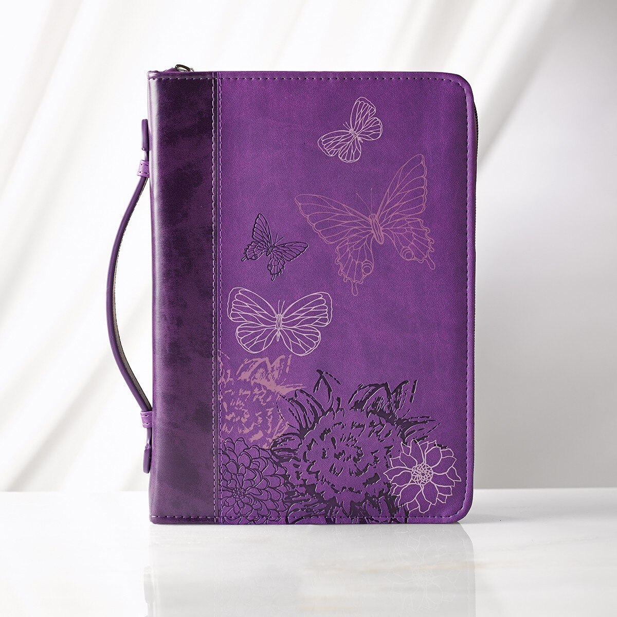 New Creation Purple Butterflies Faux Leather Fashion Bible Cover - 2 Corinthians 5:17