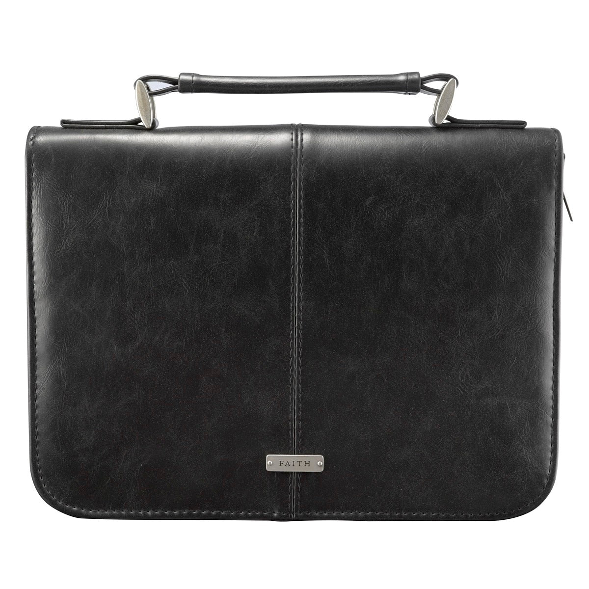 Faith Black Faux Leather Classic Bible Cover