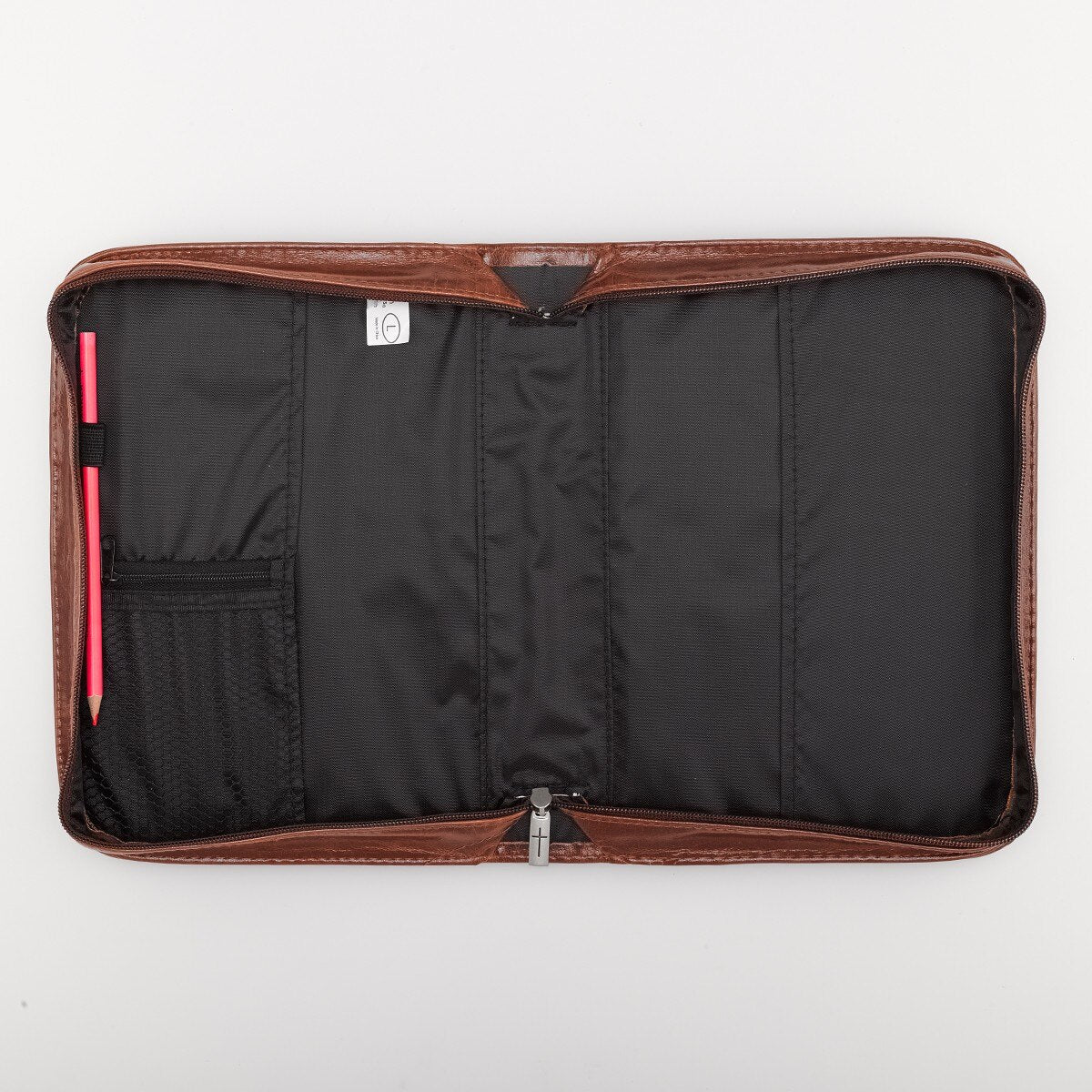 Faith Honey-brown Faux Leather Bible Cover with Badge