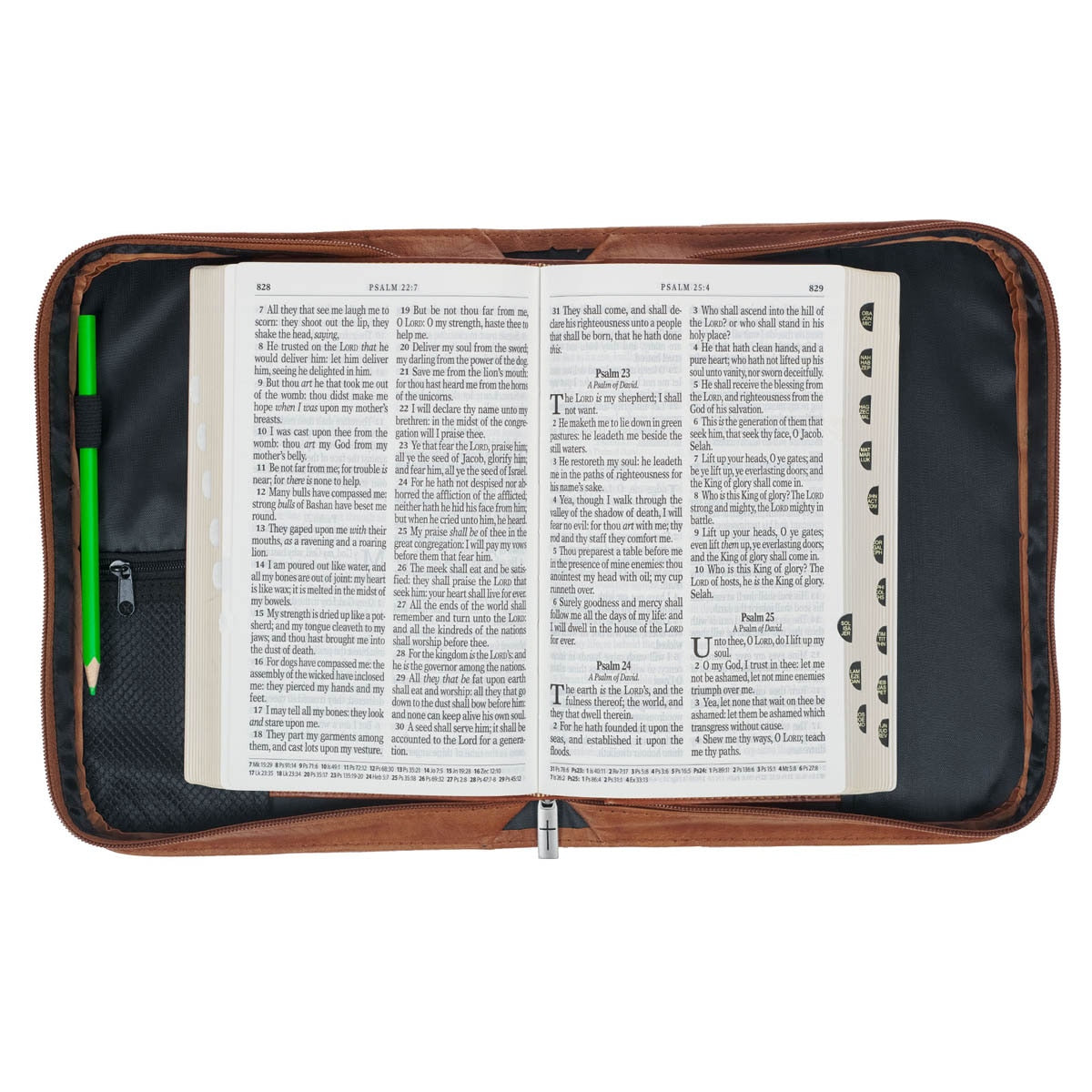 Faith Honey-brown Faux Leather Bible Cover with Badge