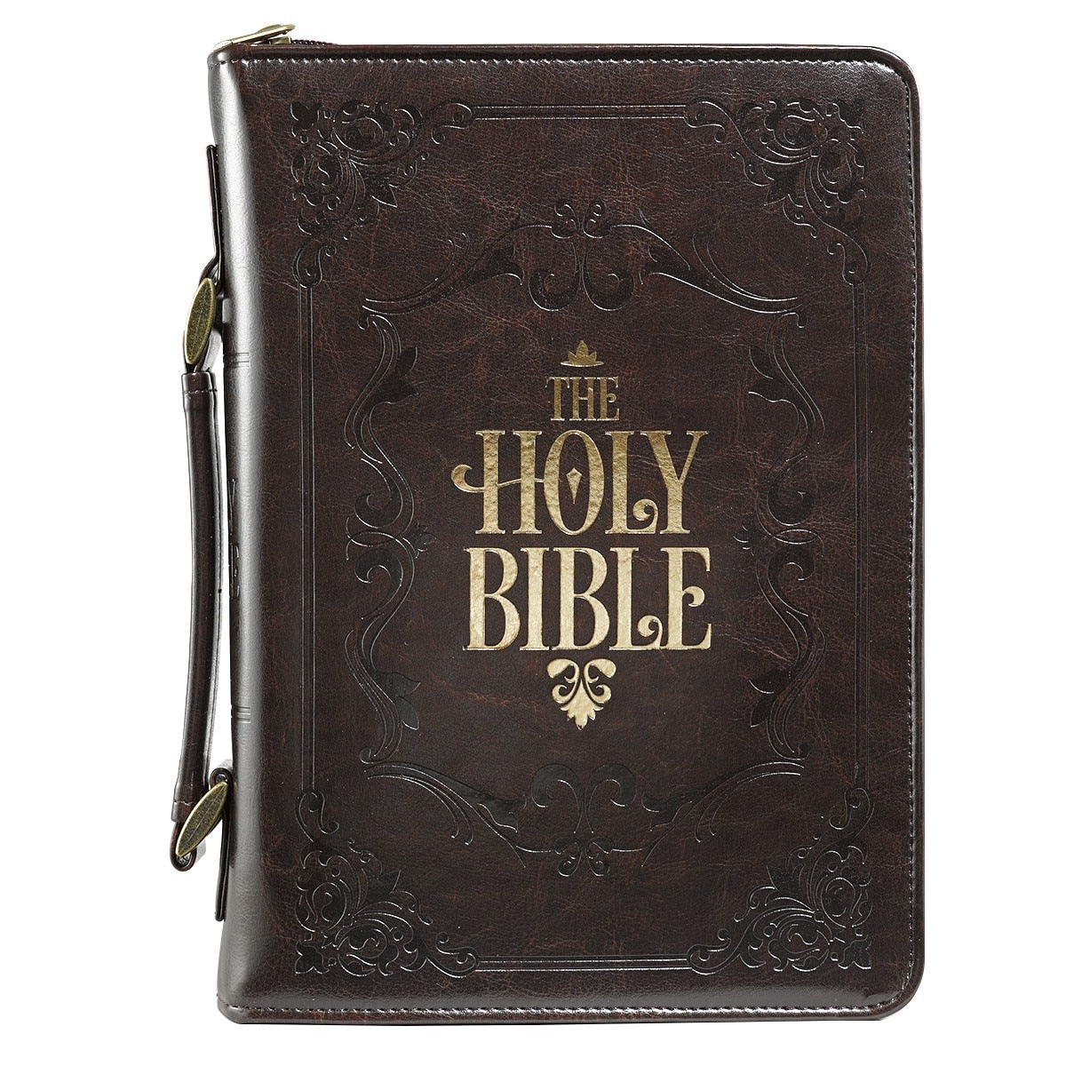 The Holy Bible Dark Brown Faux Leather Classic Bible Cover