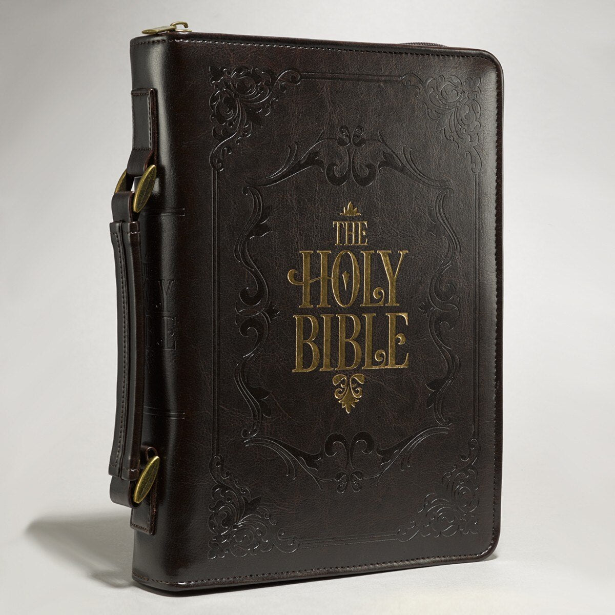The Holy Bible Dark Brown Faux Leather Classic Bible Cover