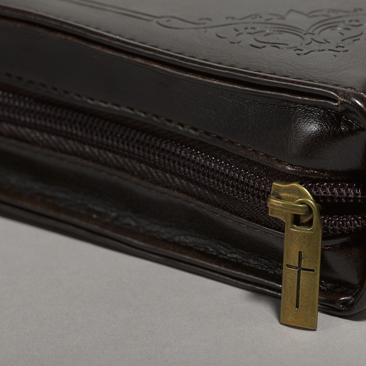 The Holy Bible Dark Brown Faux Leather Classic Bible Cover