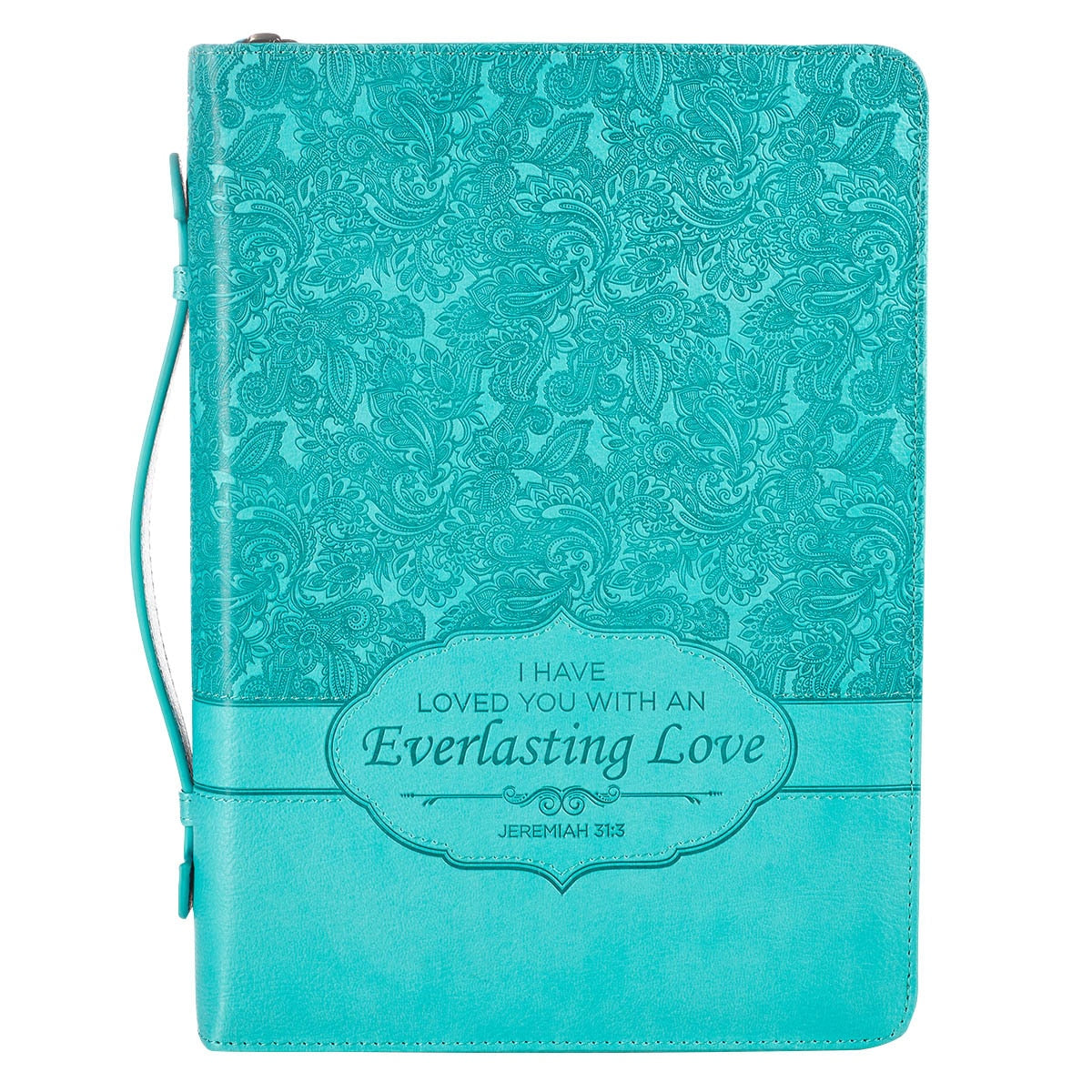 Everlasting Love Turquoise Faux Leather  Fashion Bible Cover - Jeremiah 31:3