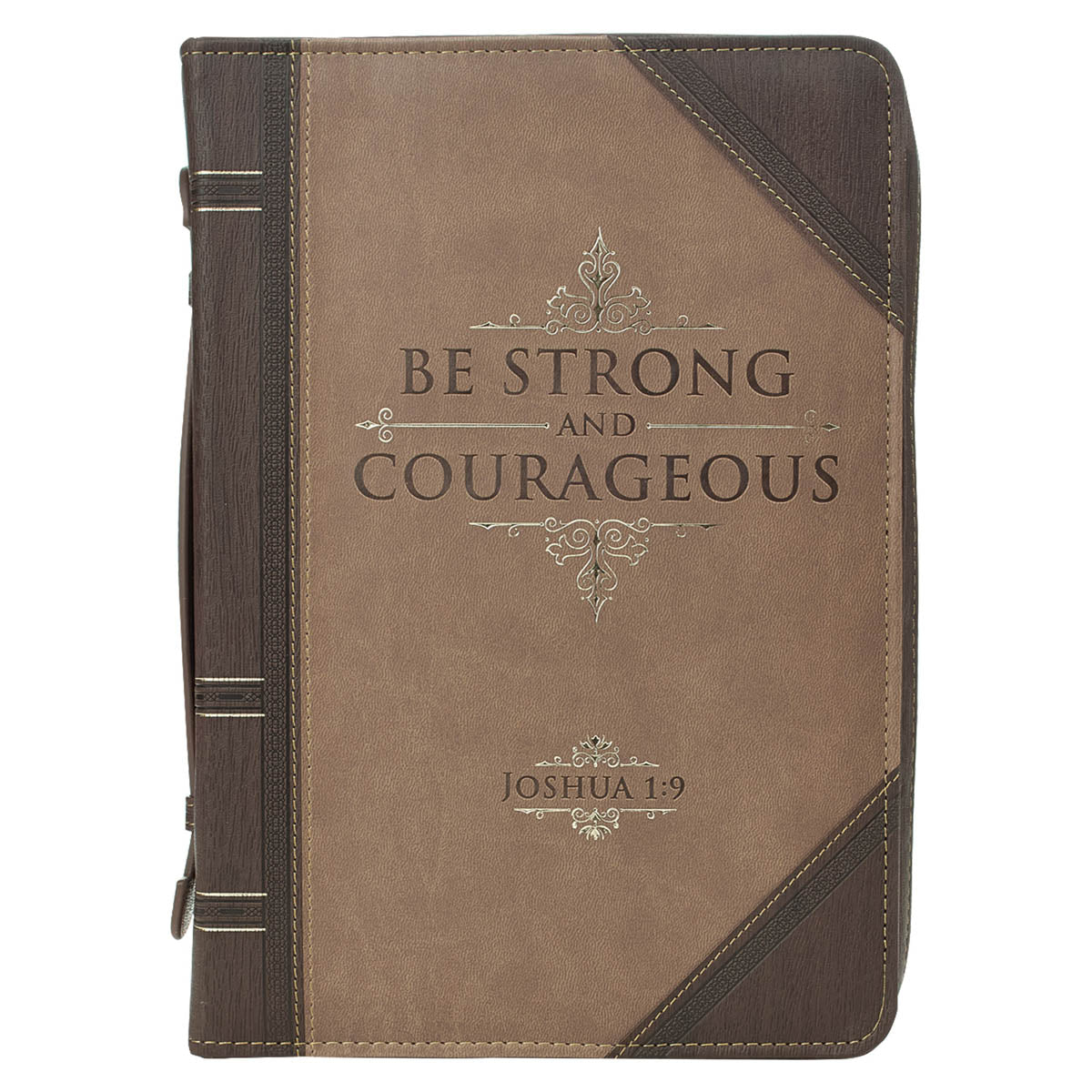 Be Strong and Courageous Portfolio Design Faux Leather Classic Bible Cover - Joshua 1:9