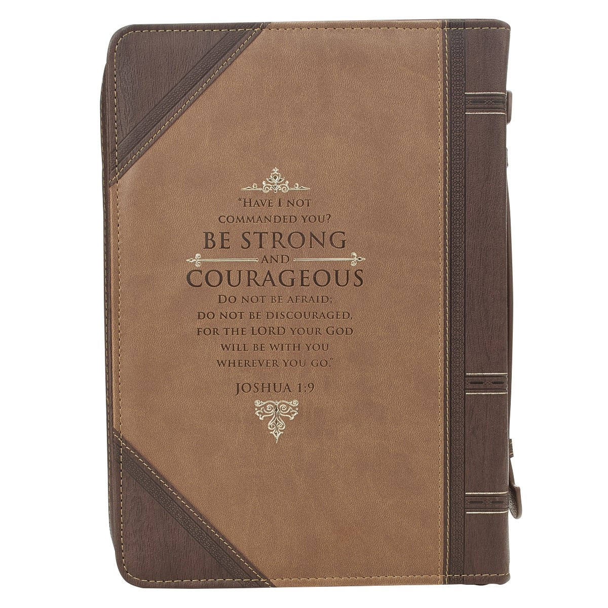 Be Strong and Courageous Portfolio Design Faux Leather Classic Bible Cover - Joshua 1:9