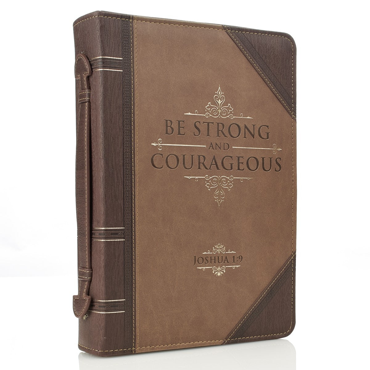 Be Strong and Courageous Portfolio Design Faux Leather Classic Bible Cover - Joshua 1:9