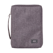 Gray Poly-canvas Bible Cover with Ichthus Fish Badge