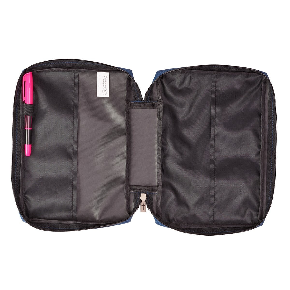 Blue Poly-Canvas Value Bible Cover with Ichthus Patch