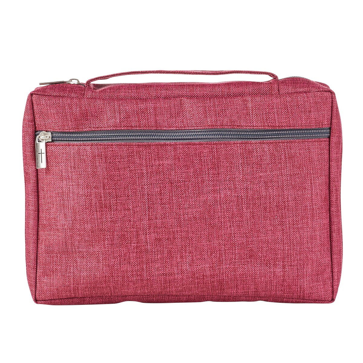 Burgundy Poly-Canvas Value Bible Cover with Ichthus Patch