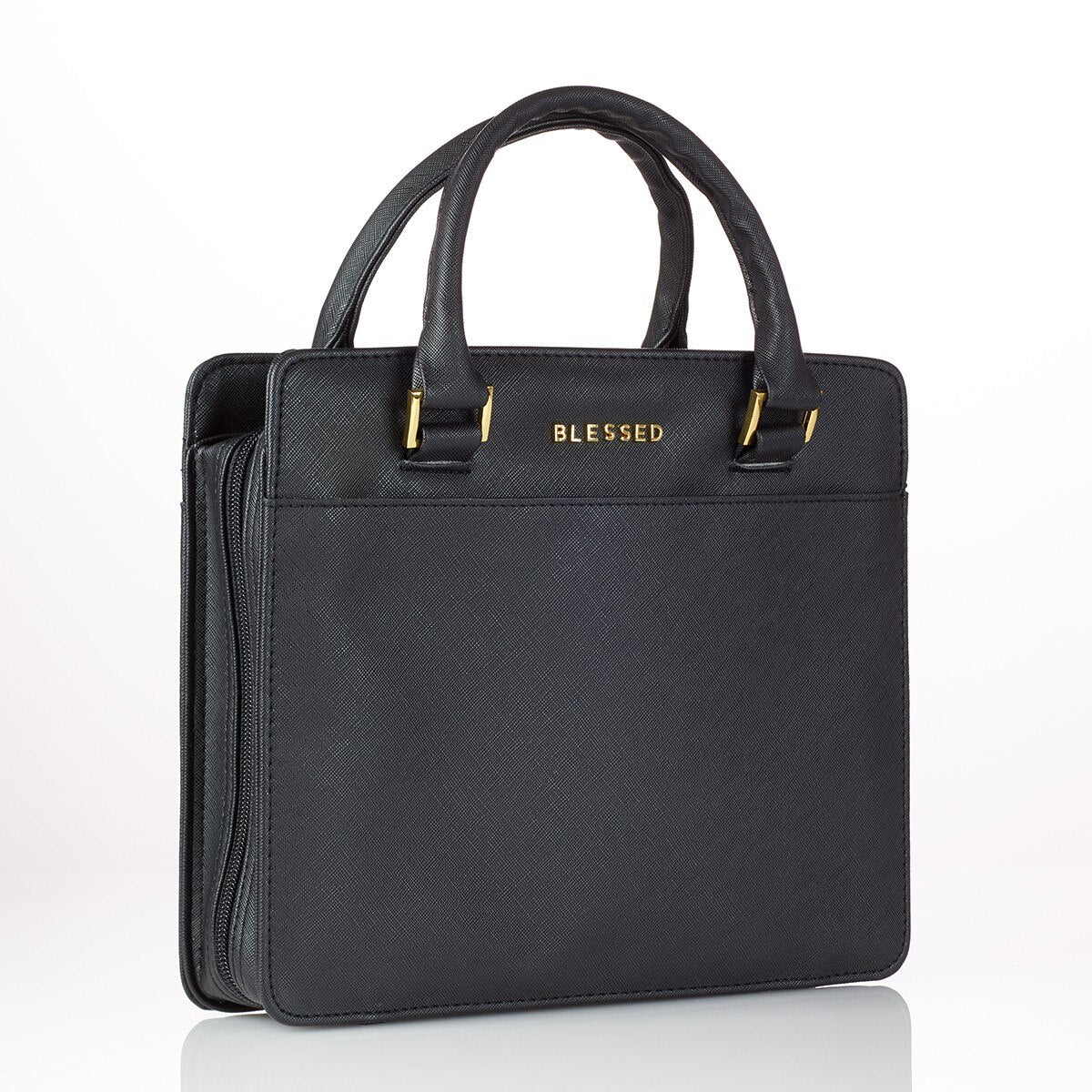 Blessed Black Purse-style Faux Leather Bible Cover