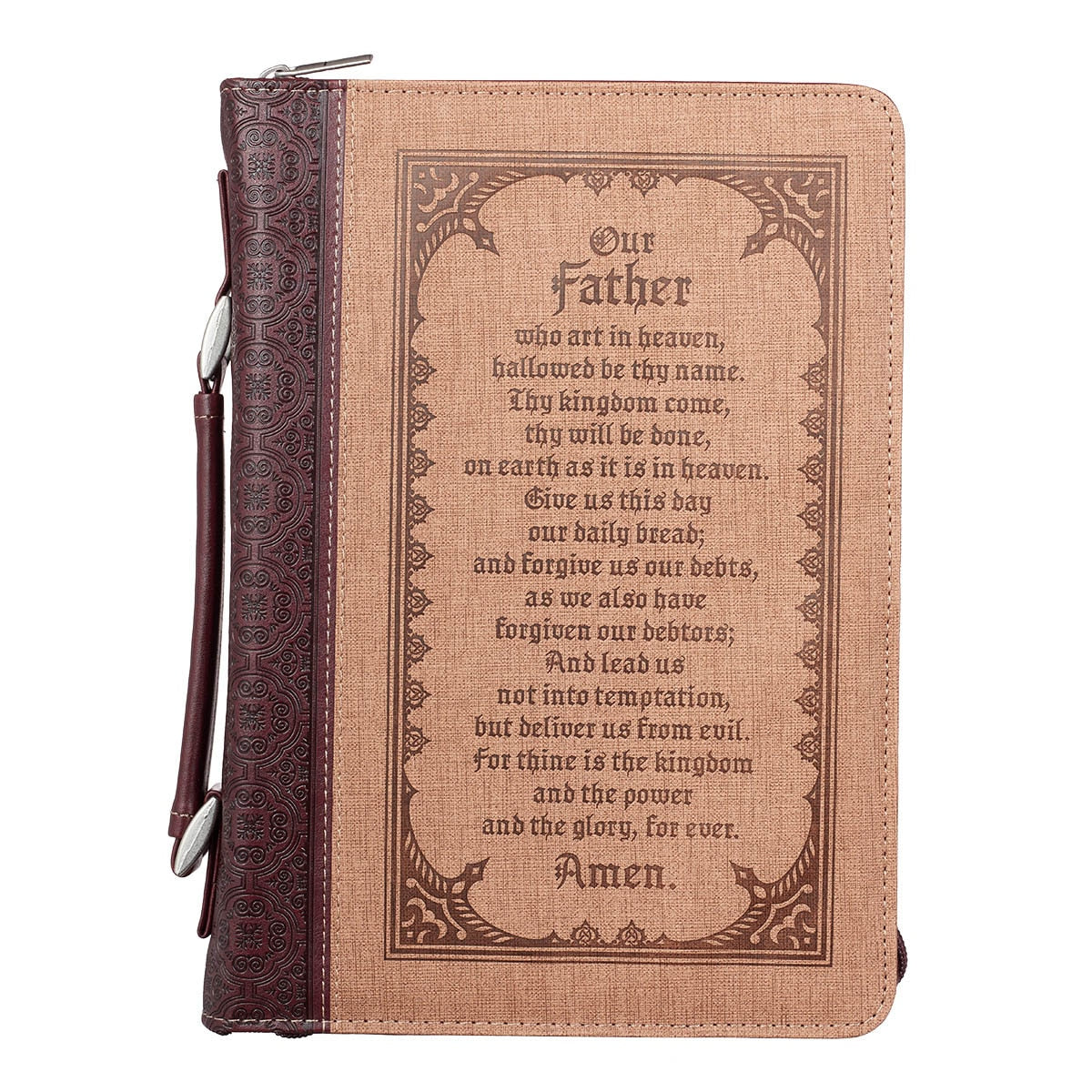 The Lord's Prayer Two-tone Brown Faux Leather Classic Bible Cover