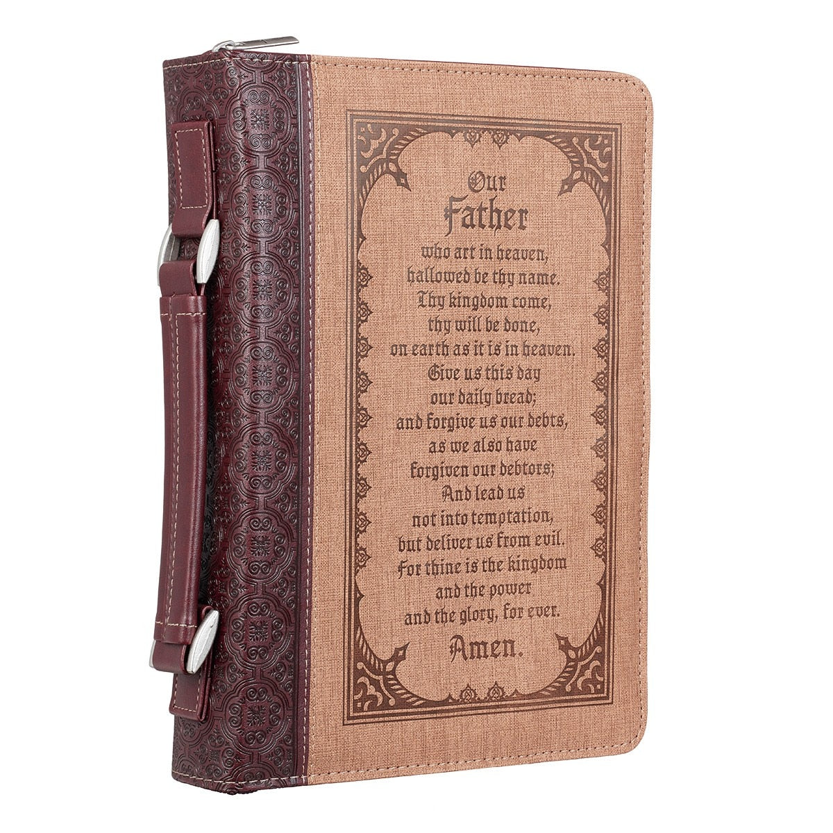 The Lord's Prayer Two-tone Brown Faux Leather Classic Bible Cover