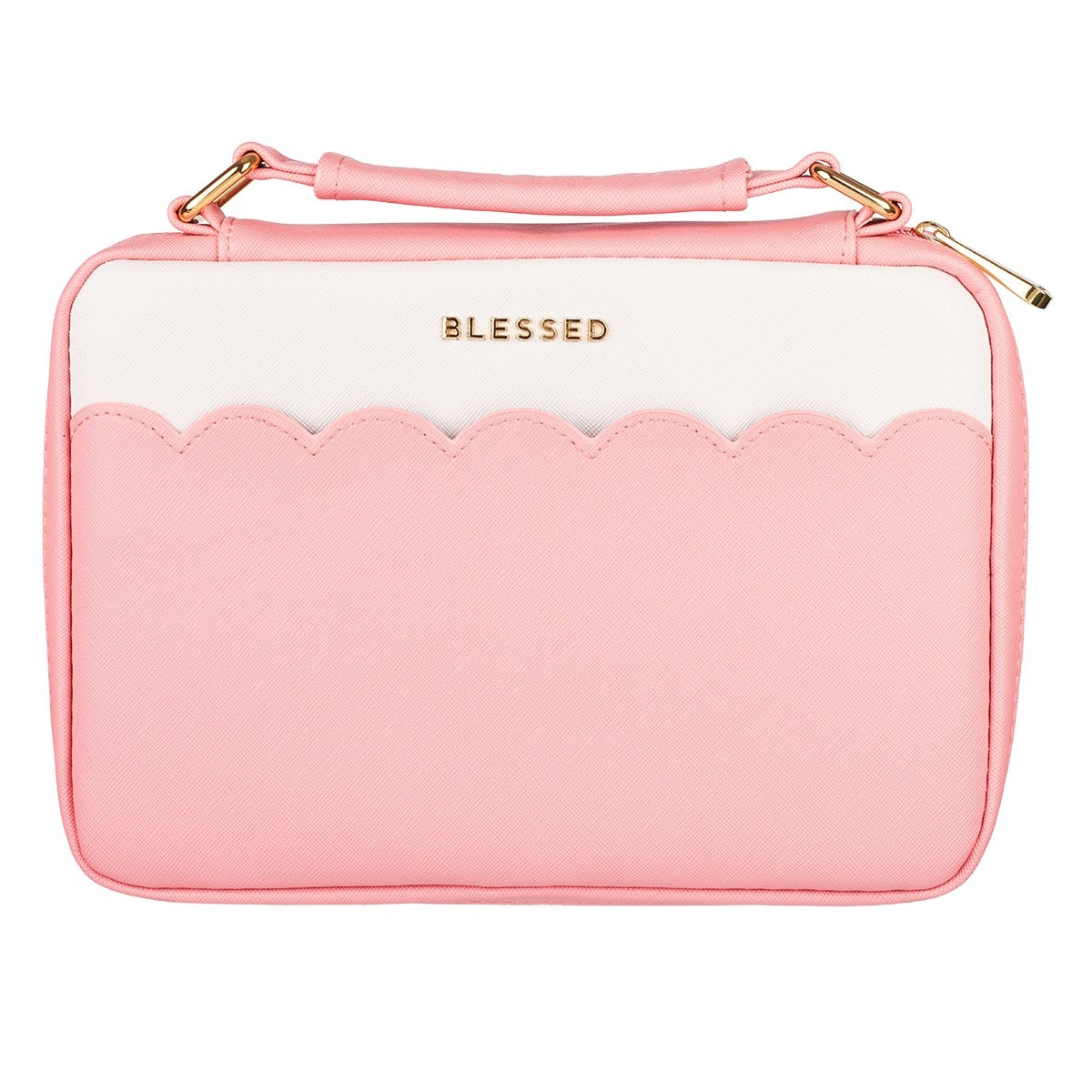 Blessed Pink Scalloped Faux Leather Fashion Bible Cover