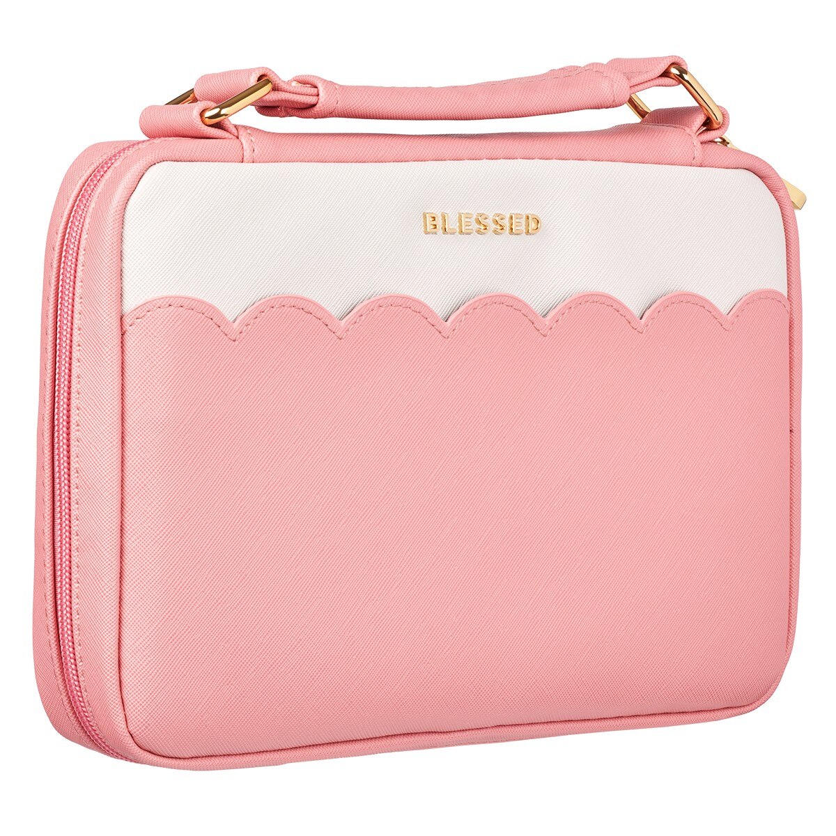 Blessed Pink Scalloped Faux Leather Fashion Bible Cover
