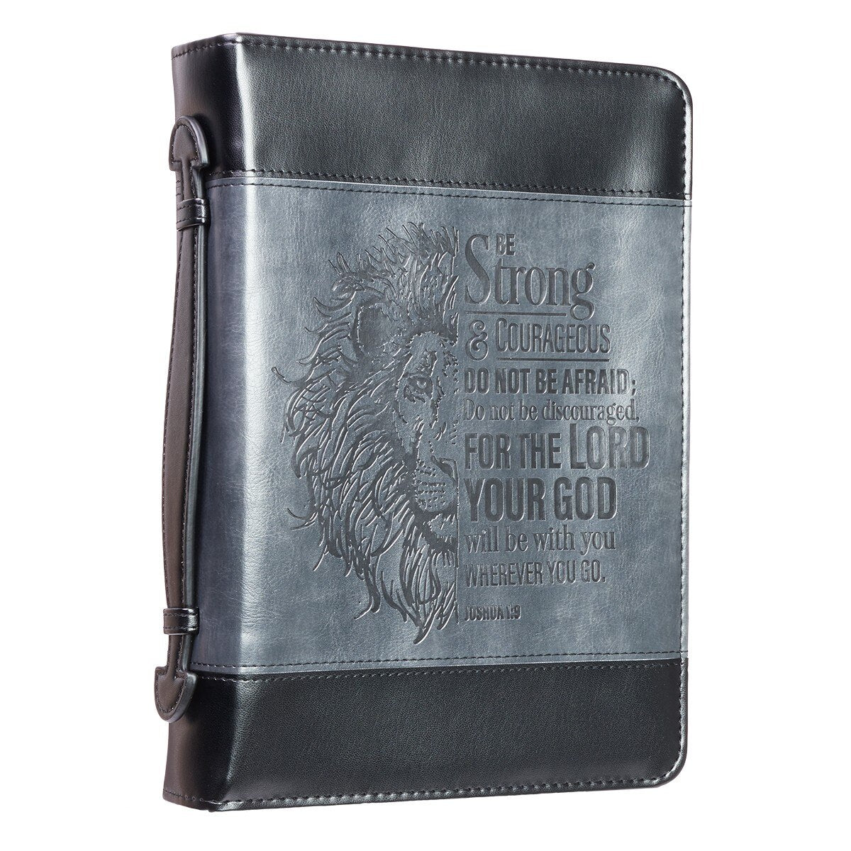 Be Strong Lion Two-Tone Classic Bible Cover - Joshua 1:9