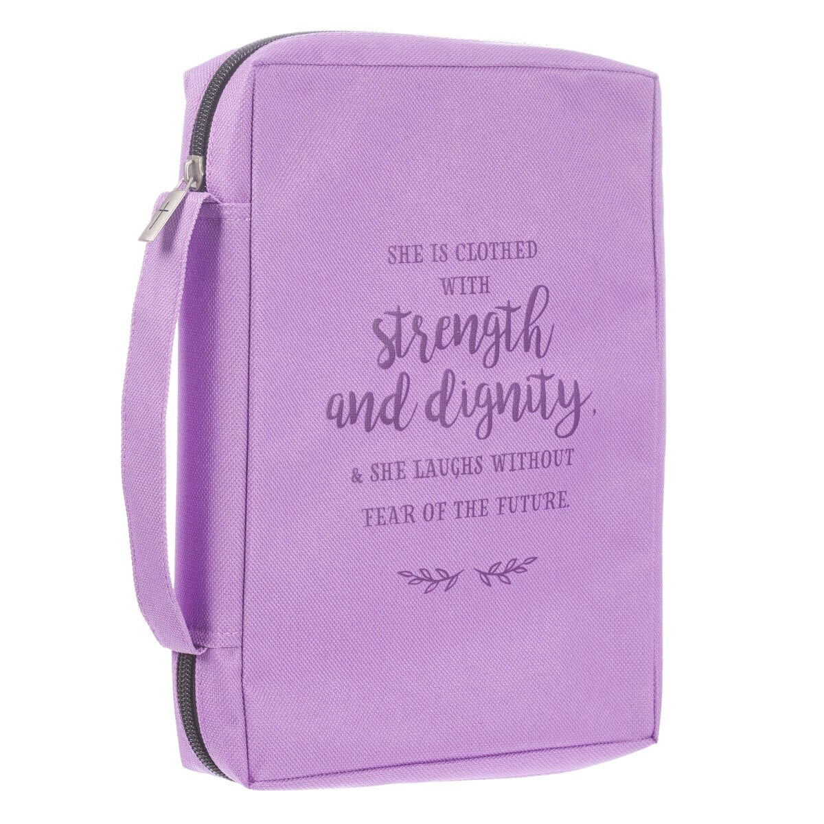 Strength and Dignity Lavender Poly-Canvas Bible Cover - Proverbs 31:25