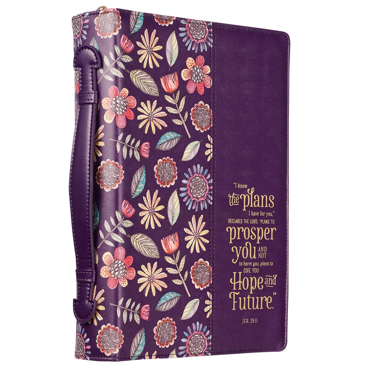I Know the Plans Purple Floral Faux Leather Fashion Bible Cover - Jeremiah 29:11