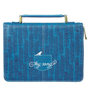 The Lord Is My Strength and My Song Blue Faux Leather Fashion Bible Cover - Psalm 118:14