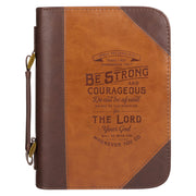 Do Not Be Afraid  Two-tone Toffee and Chocolate Brown Faux Leather Bible Cover – Joshua 1:9
