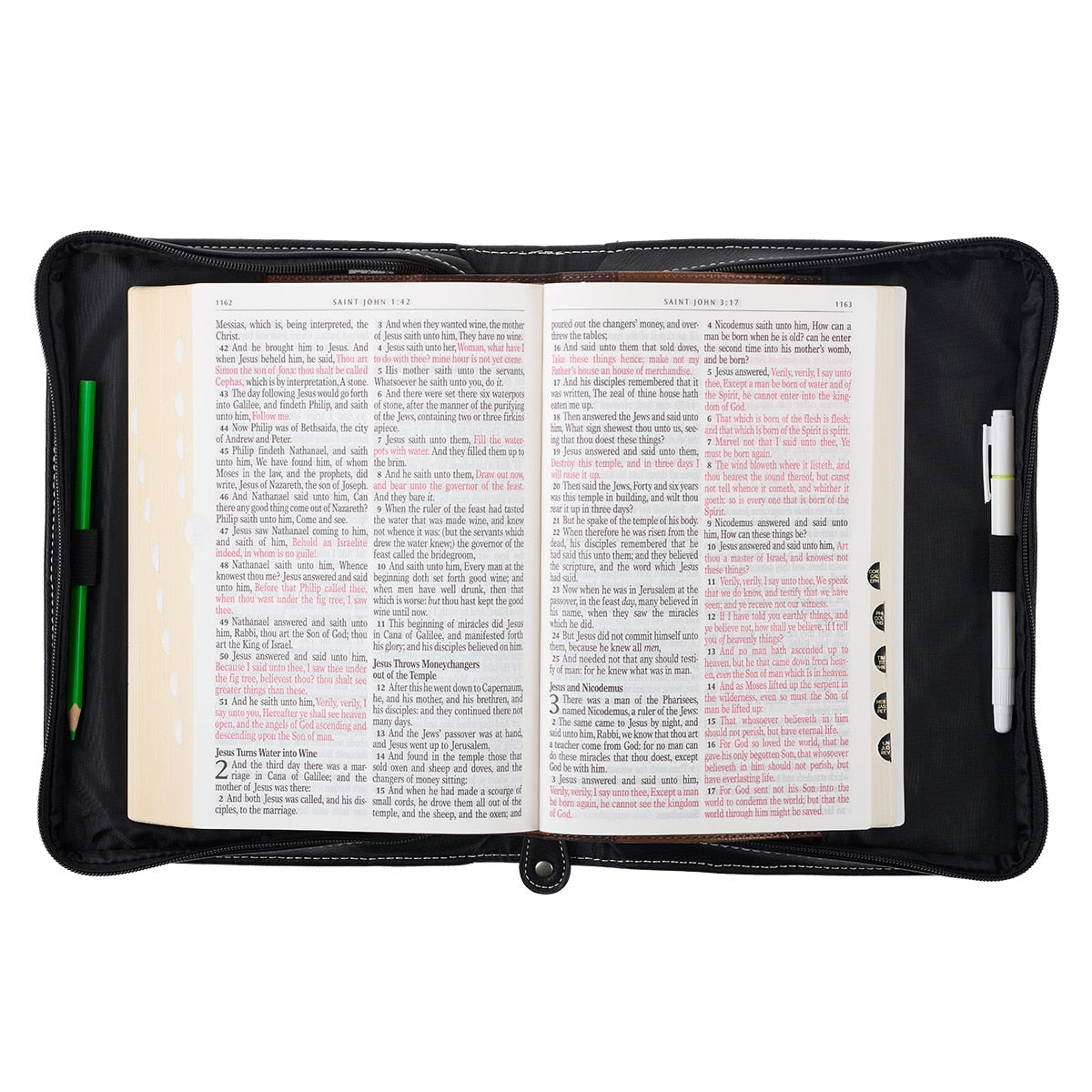 Through Christ Scenic Mountain Black Faux Leather Classic Bible Cover - Philippians 4:13