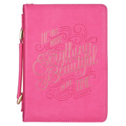 He Has Made Everything Beautiful Pink Faux Leather Fashion Bible Cover - Ecclesiastes 3:11