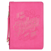He Has Made Everything Beautiful Pink Faux Leather Fashion Bible Cover - Ecclesiastes 3:11