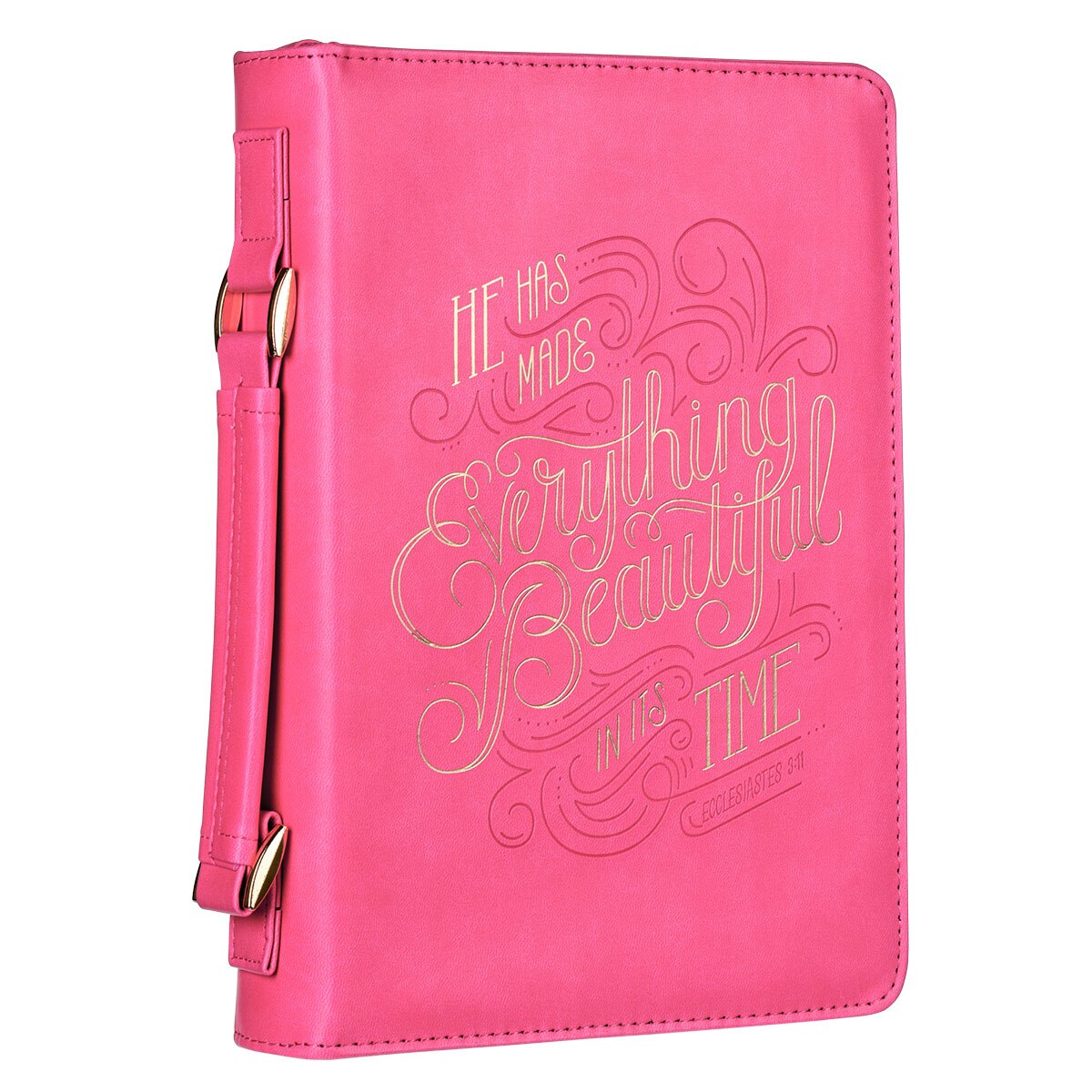 He Has Made Everything Beautiful Pink Faux Leather Fashion Bible Cover - Ecclesiastes 3:11