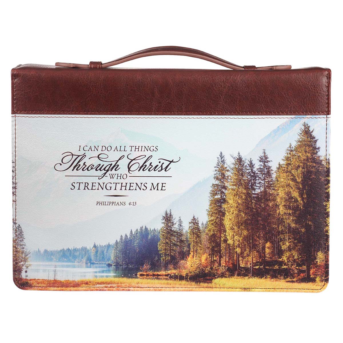 I Can Do All Things Brown Faux Leather Classic Bible Cover - Philippians 4:13