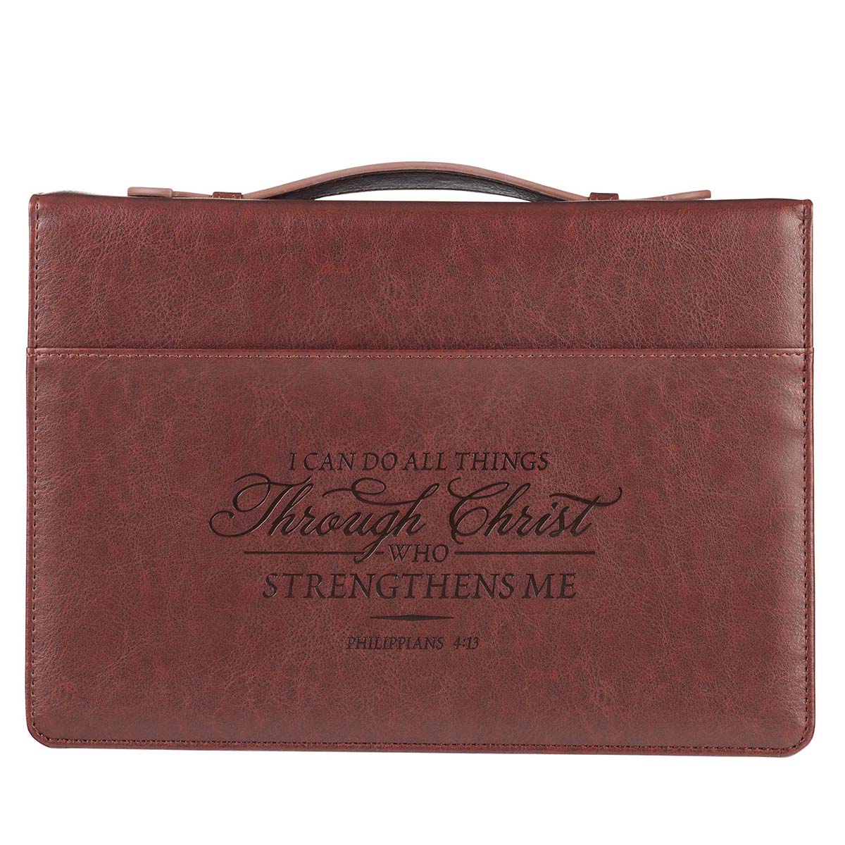 I Can Do All Things Brown Faux Leather Classic Bible Cover - Philippians 4:13