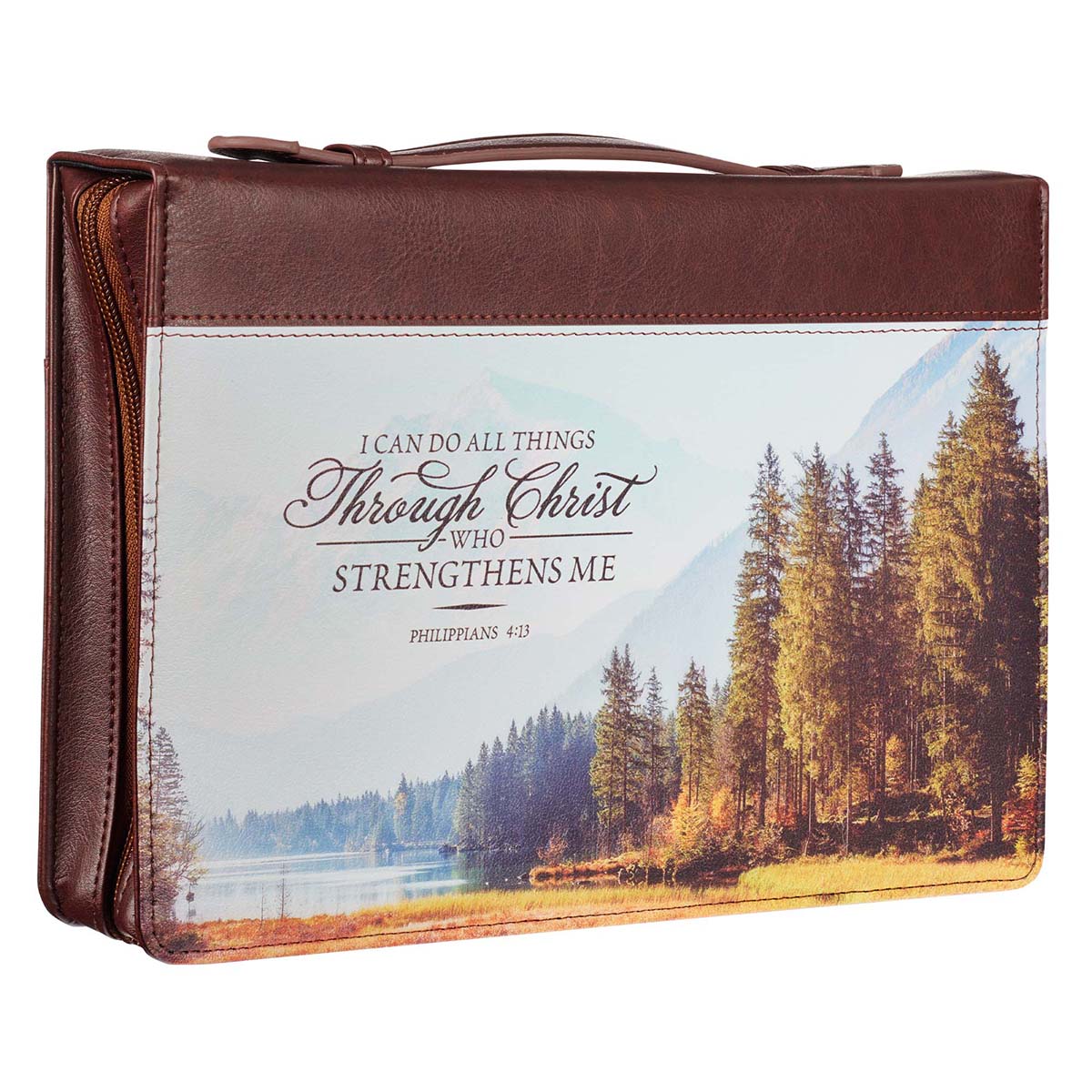 I Can Do All Things Brown Faux Leather Classic Bible Cover - Philippians 4:13