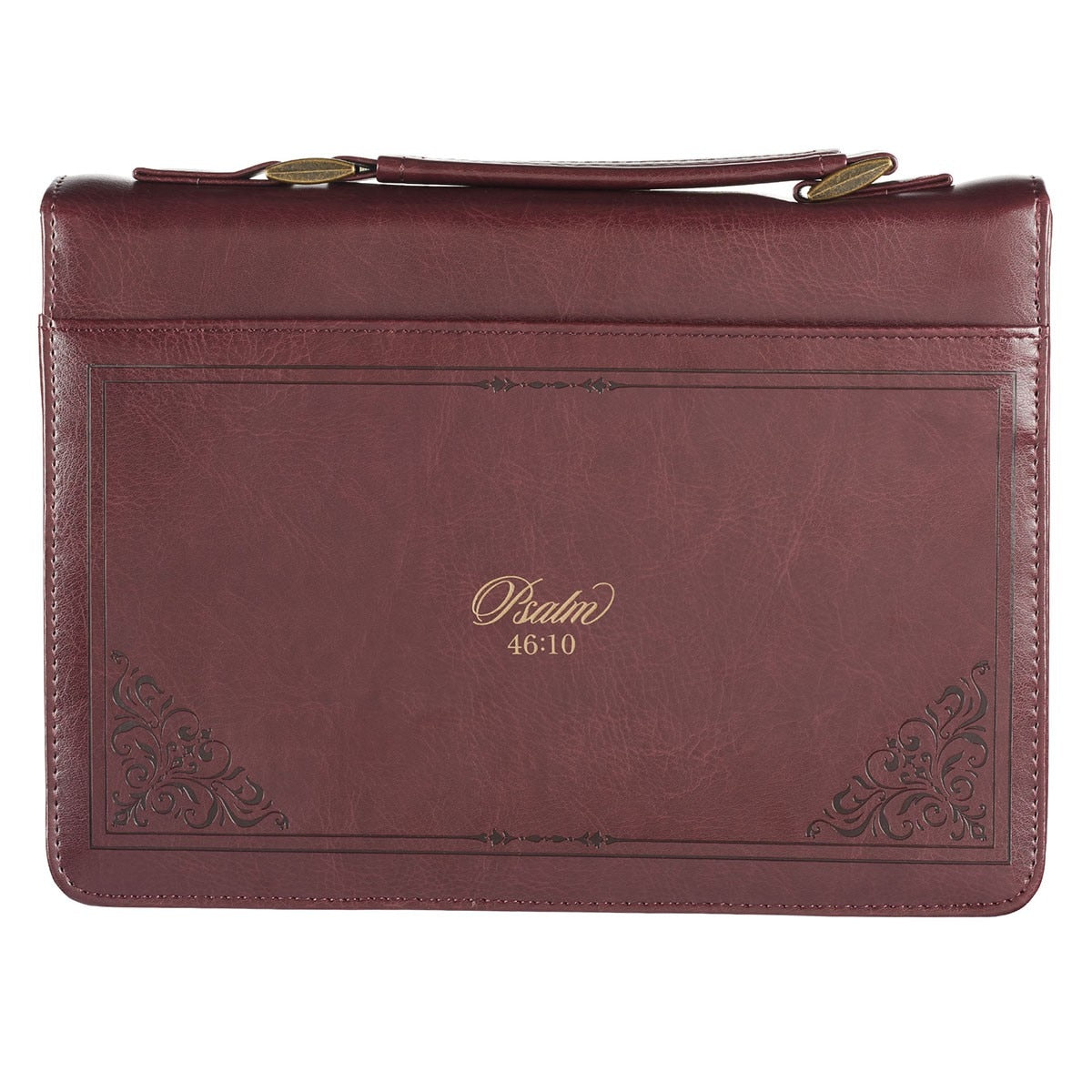 Burgundy Be Still and Know Classic Faux Leather Bible Cover - Psalm 46:10
