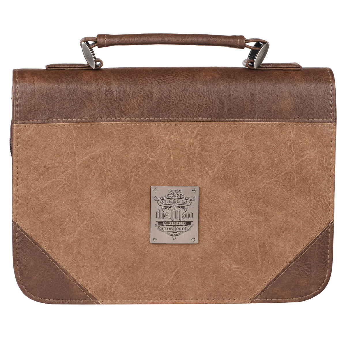 Blessed Is The Man Two-tone Brown Faux Leather Bible Cover - Jeremiah 17:7