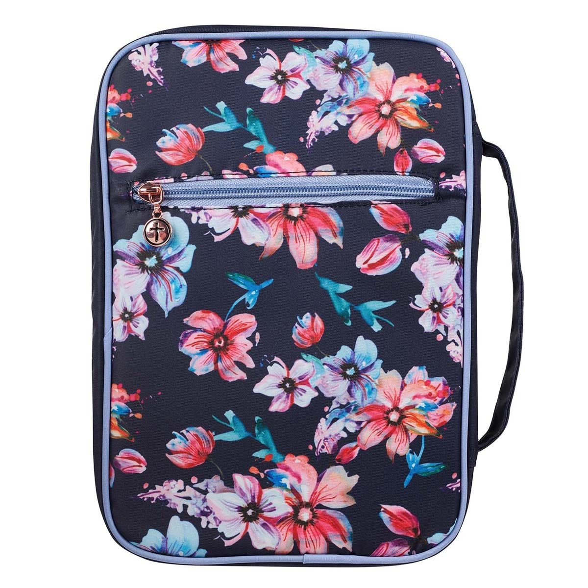 God's Word Stands Forever Navy Floral Nylon Fashion Bible Cover - Isaiah 40:8