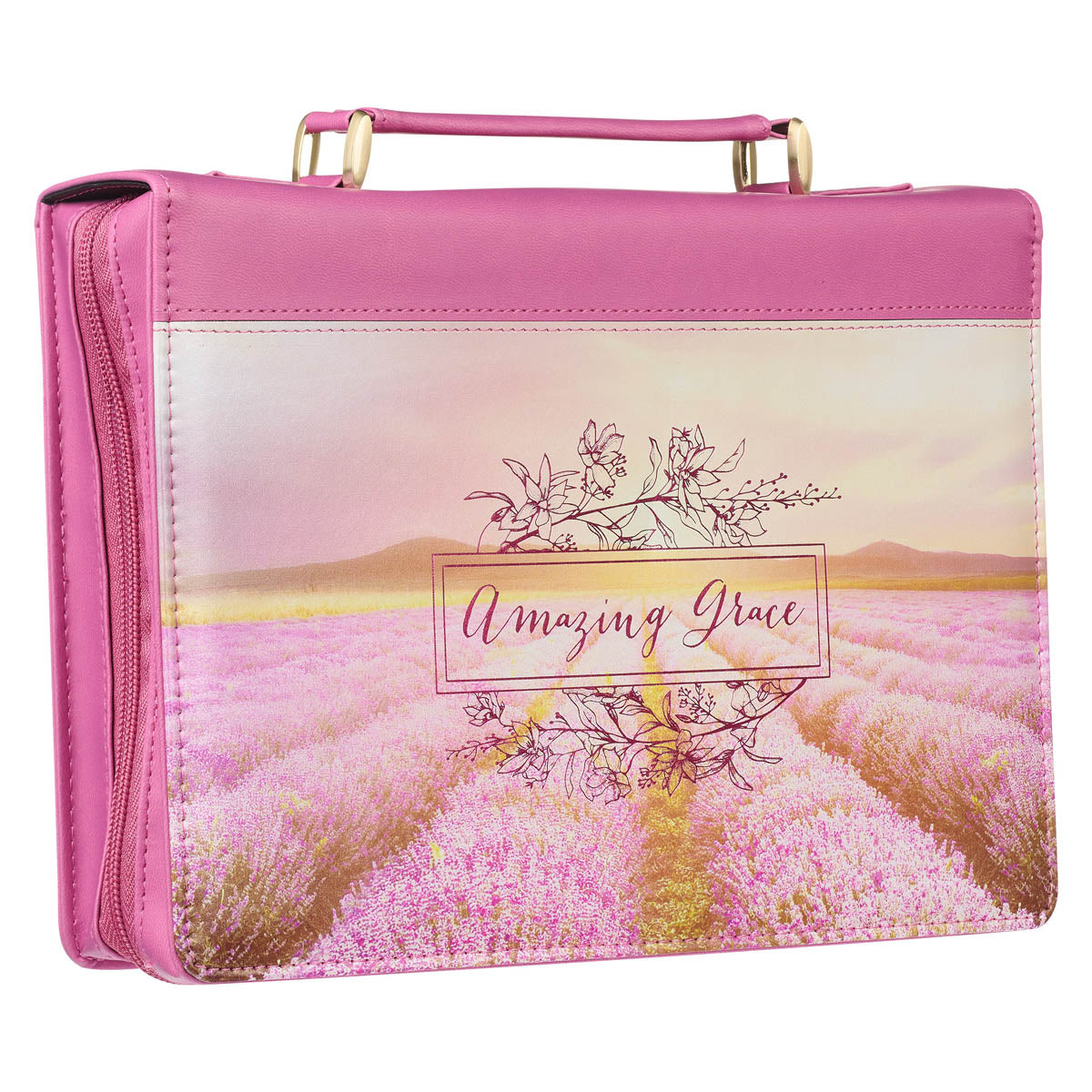 Amazing Grace Flower Field Pink Faux Leather Fashion Bible Cover