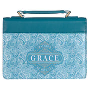 God's Grace Teal Paisley Faux Leather Fashion Bible Cover