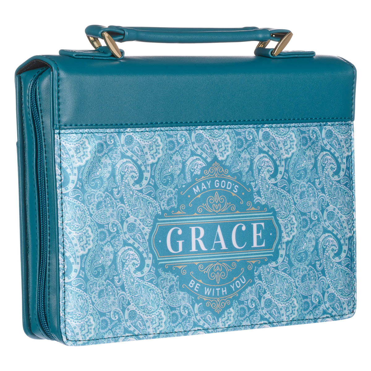 God's Grace Teal Paisley Faux Leather Fashion Bible Cover